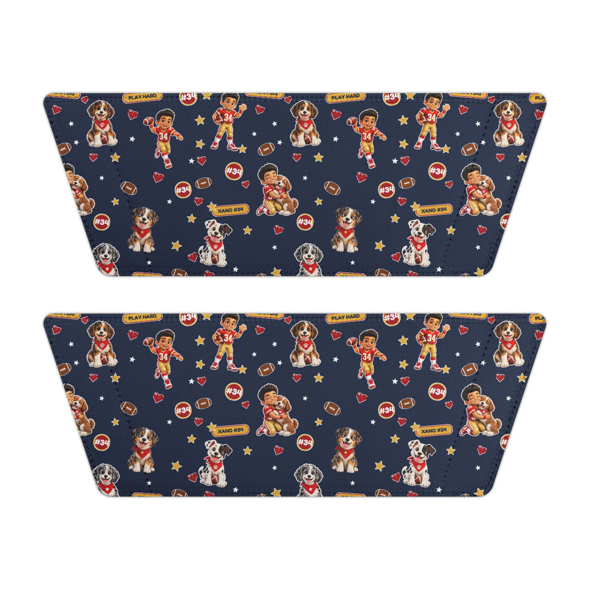 Youth Slides — Navy Football and Puppy Pattern Removable-Strap Sandals