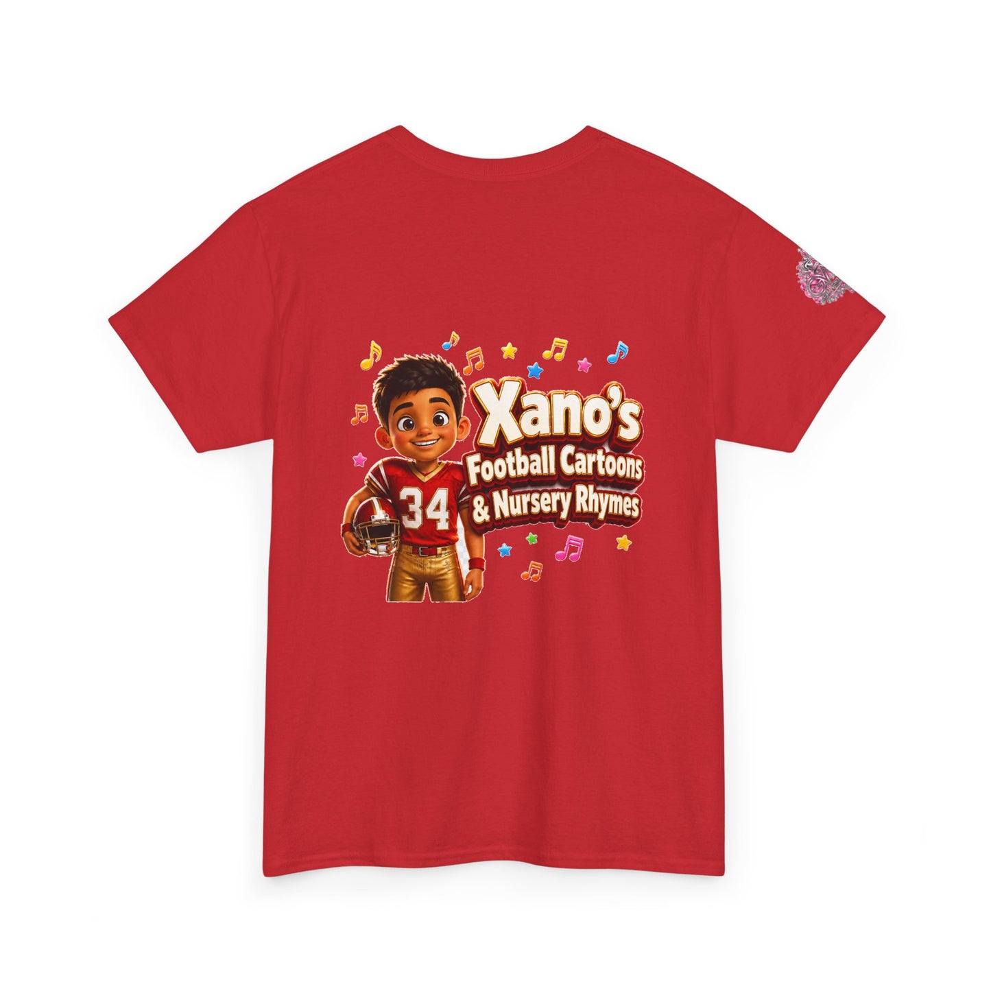 Kids Cartoon Football Tee — “Xano #34: Heart of a Champion” Cartoon Jersey
