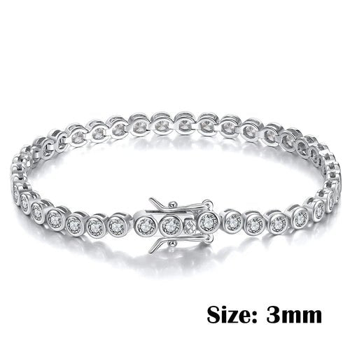 2mm 3mm Moissanite Tennis Bracelet for Women Men 100% 925 Sterling - Getmgirlzworld Shop