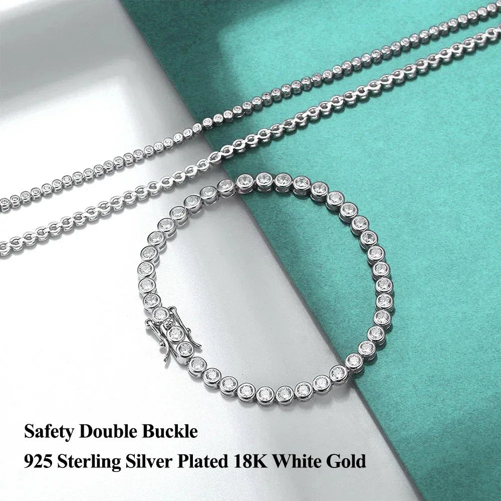 2mm 3mm Moissanite Tennis Bracelet for Women Men 100% 925 Sterling - Getmgirlzworld Shop