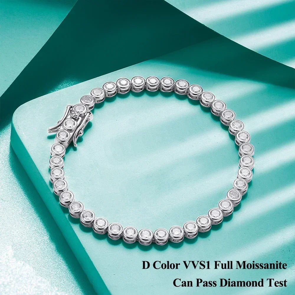 2mm 3mm Moissanite Tennis Bracelet for Women Men 100% 925 Sterling - Getmgirlzworld Shop