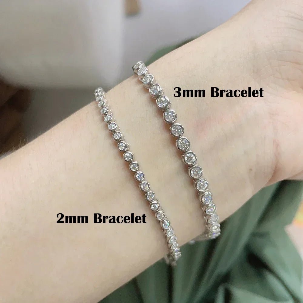 2mm 3mm Moissanite Tennis Bracelet for Women Men 100% 925 Sterling - Getmgirlzworld Shop