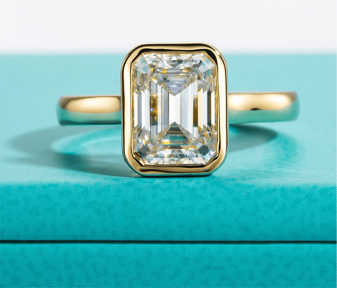 3ct Emerald Cut D Color Moissanite Engagement Ring Yellow Color 925 Sterling Silver Rings For Women Jewelry - Getmgirlzworld Shop