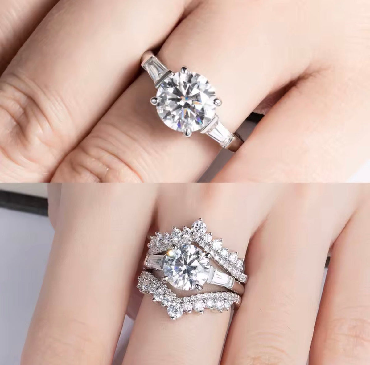 3ct Moissanite Engagement Ring D Color 925 Sterling Silver With Certificate 3-Stone Wedding Rings For Women - Getmgirlzworld Shop