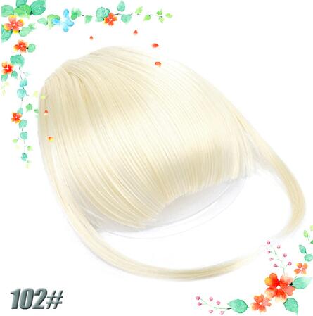 Blonde clip-in bangs hair extension, style 102#, for adding fringe without cutting hair.