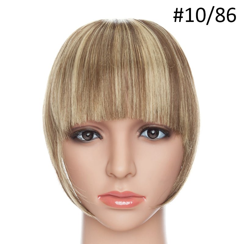 Blonde clip-in bangs hair extension #10/86. Face framing fringe.