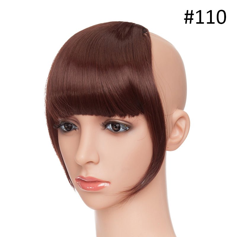 Clip-in bangs hair extension #110. Brown fringe hairpiece.