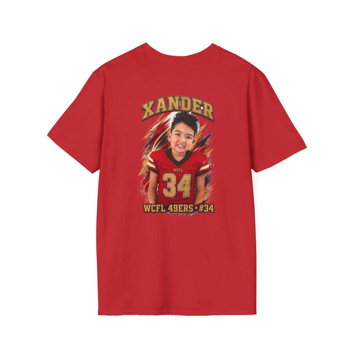 49ers WCFL Football Tee — Ultimate Division Jersey Shirt (Number 34 Xander)