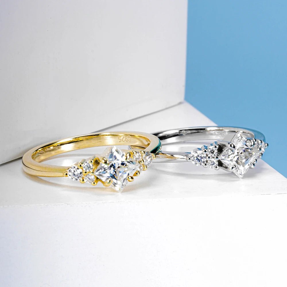 5x5mm Princes Cut Moissanite Wedding Band Ring For Women 925 - Getmgirlzworld Shop