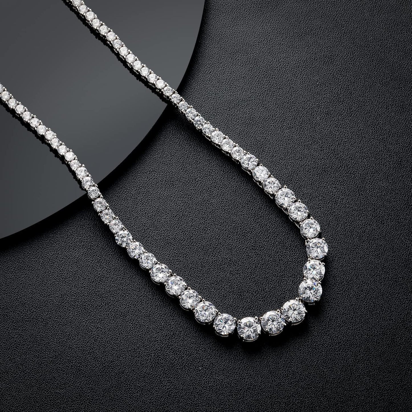 925 Sterling Silver Tennis Chain Necklace | Moissanite Tennis Necklace - Getmgirlzworld Shop