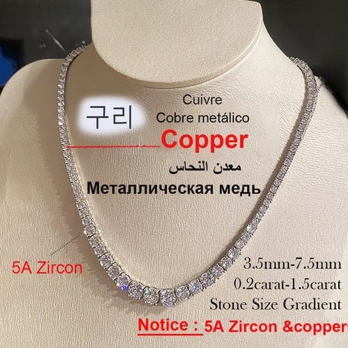 925 Sterling Silver Tennis Chain Necklace | Moissanite Tennis Necklace - Getmgirlzworld Shop