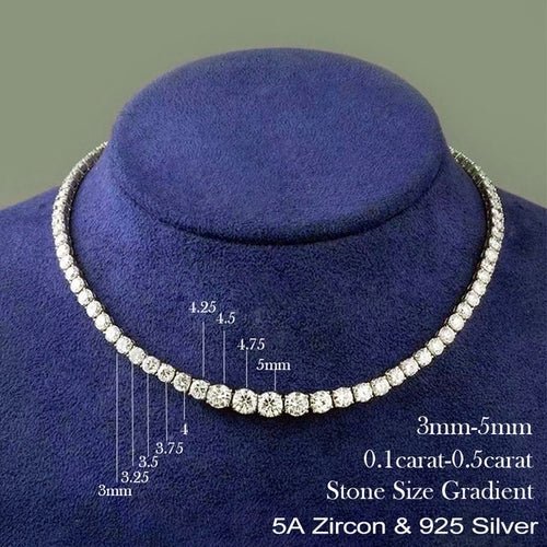 925 Sterling Silver Tennis Chain Necklace | Moissanite Tennis Necklace - Getmgirlzworld Shop
