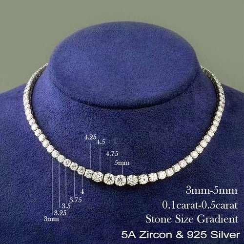 925 Sterling Silver Tennis Chain Necklace | Moissanite Tennis Necklace - Getmgirlzworld Shop