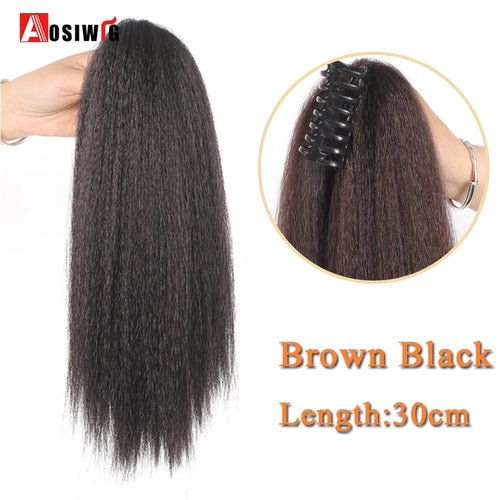 AOSI Synthetic 12 Inch claw Ponytails For Women Short Natural Black - Getmgirlzworld Shop