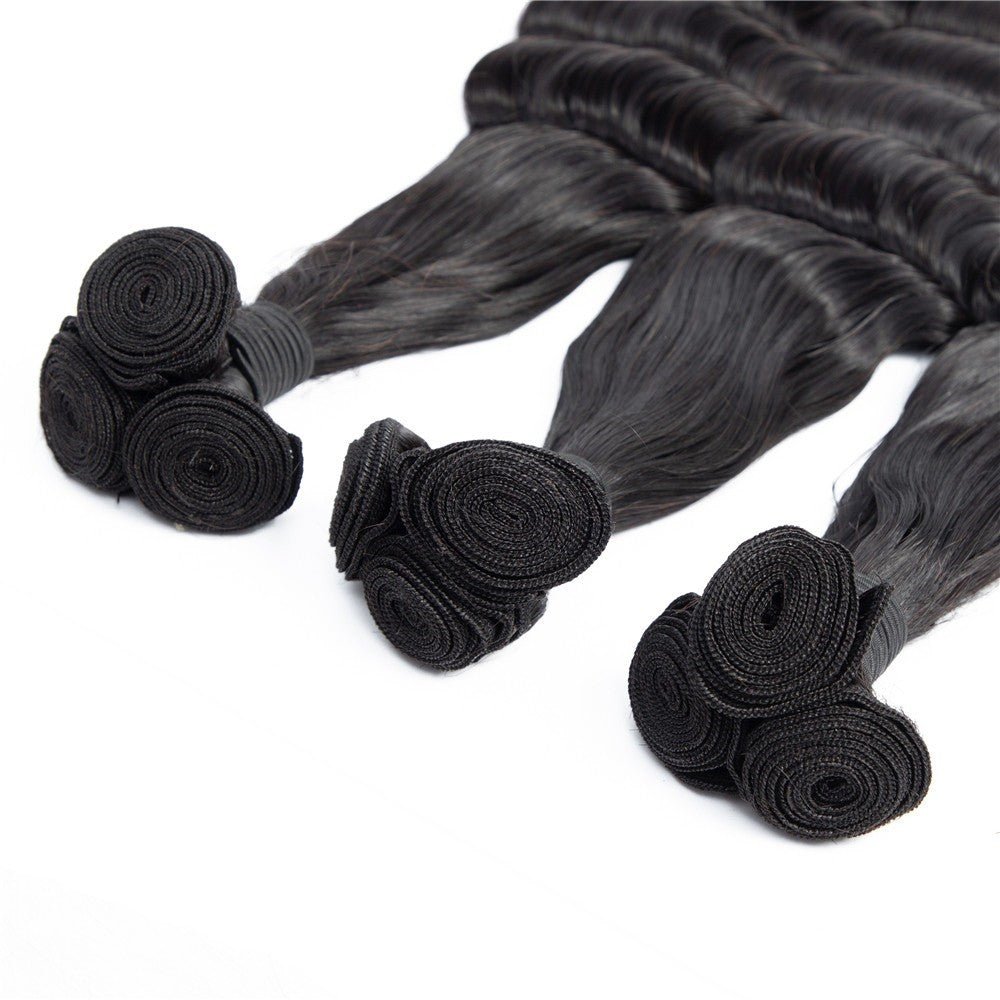 Brazilian 3/4 Fancy Deep Wavy Fumi Human Hair bundles with 4x4 Closure - Getmgirlzworld Shop