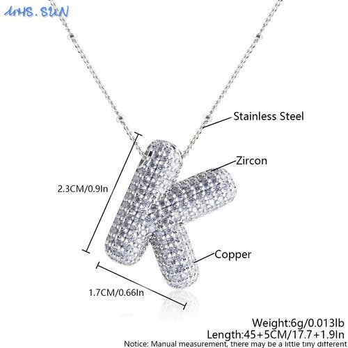 Bubble Initial Necklace Letter A - Z Silver Color - Getmgirlzworld Shop