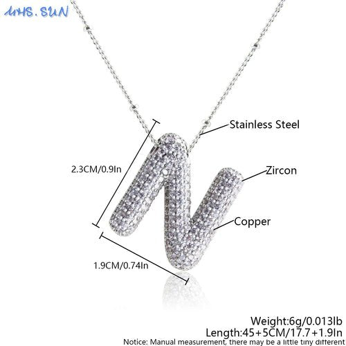 Bubble Initial Necklace Letter A - Z Silver Color - Getmgirlzworld Shop