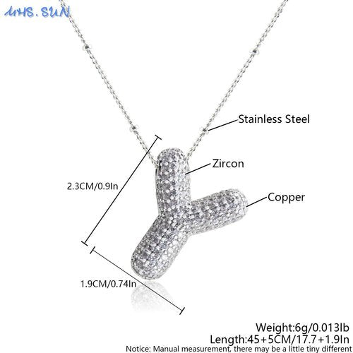 Bubble Initial Necklace Letter A - Z Silver Color - Getmgirlzworld Shop
