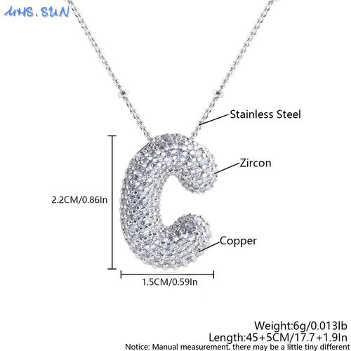 Bubble Initial Necklace Letter A - Z Silver Color - Getmgirlzworld Shop