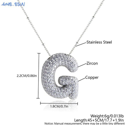 Bubble Initial Necklace Letter A - Z Silver Color - Getmgirlzworld Shop