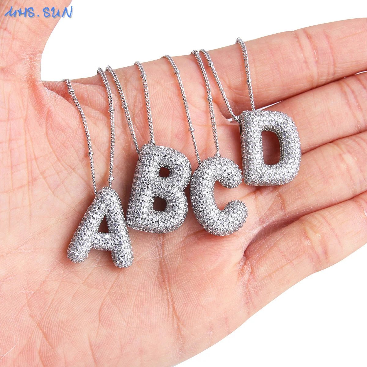 Bubble Initial Necklace Letter A - Z Silver Color - Getmgirlzworld Shop