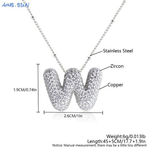 Bubble Initial Necklace Letter A - Z Silver Color - Getmgirlzworld Shop