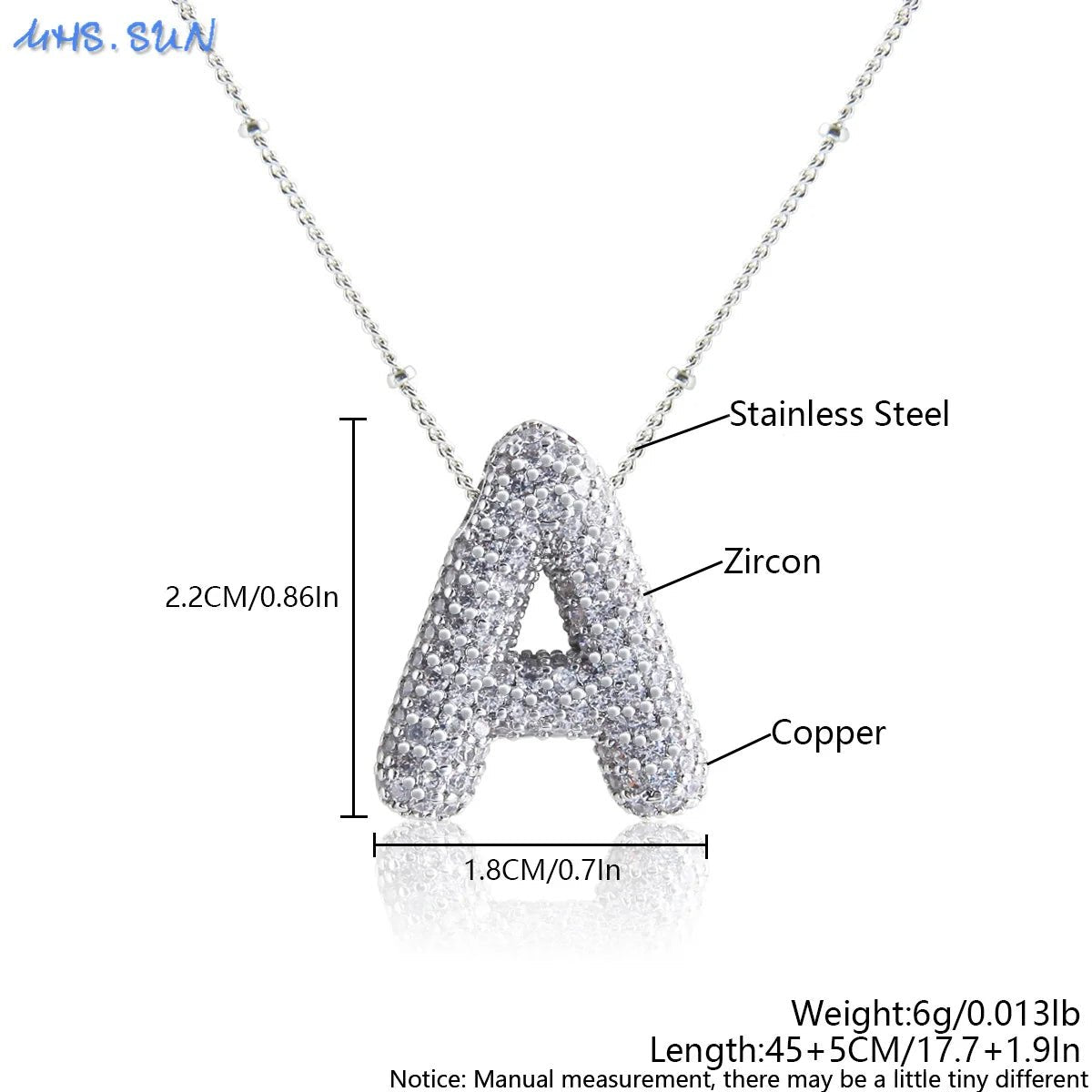 Bubble Initial Necklace Letter A - Z Silver Color - Getmgirlzworld Shop