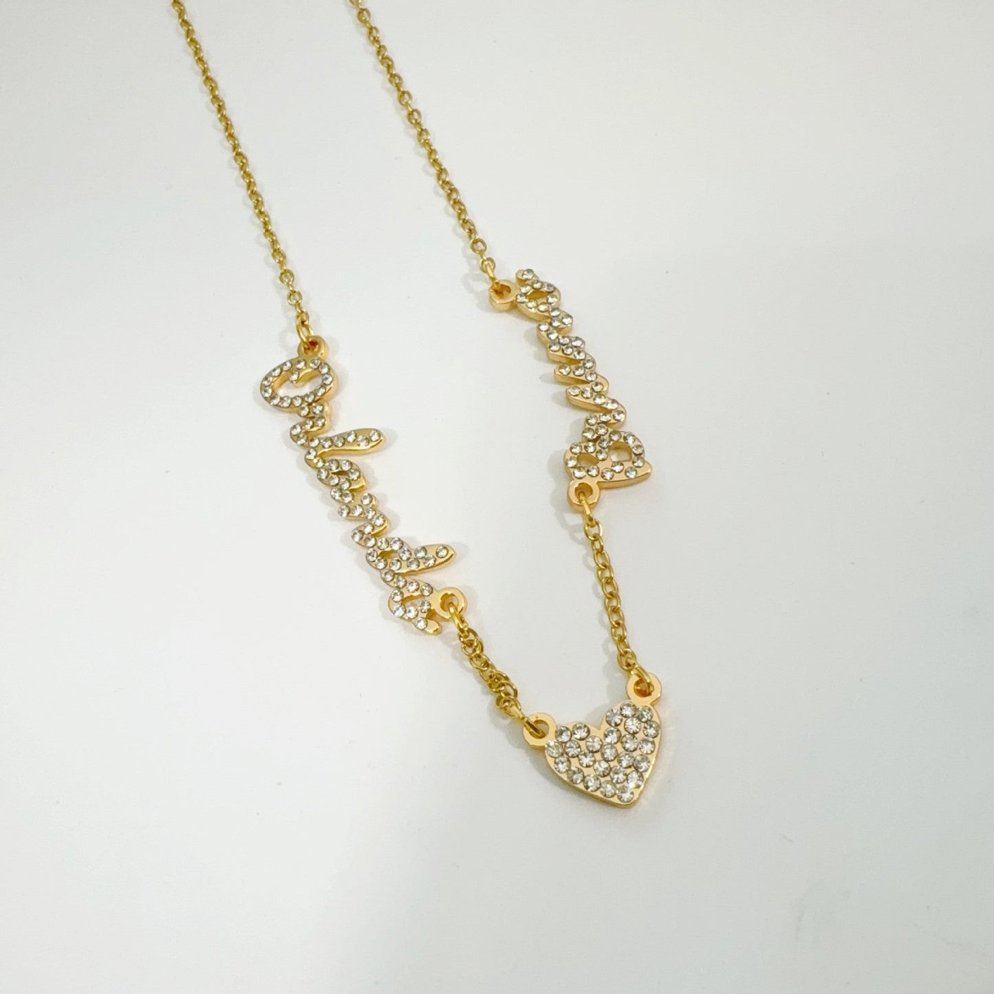 Customized DIY Diamond Inlaid Multi Name Necklace Stainless Steel Chain Heart Charming Choker Customized Necklace Jewelry - Getmgirlzworld Shop