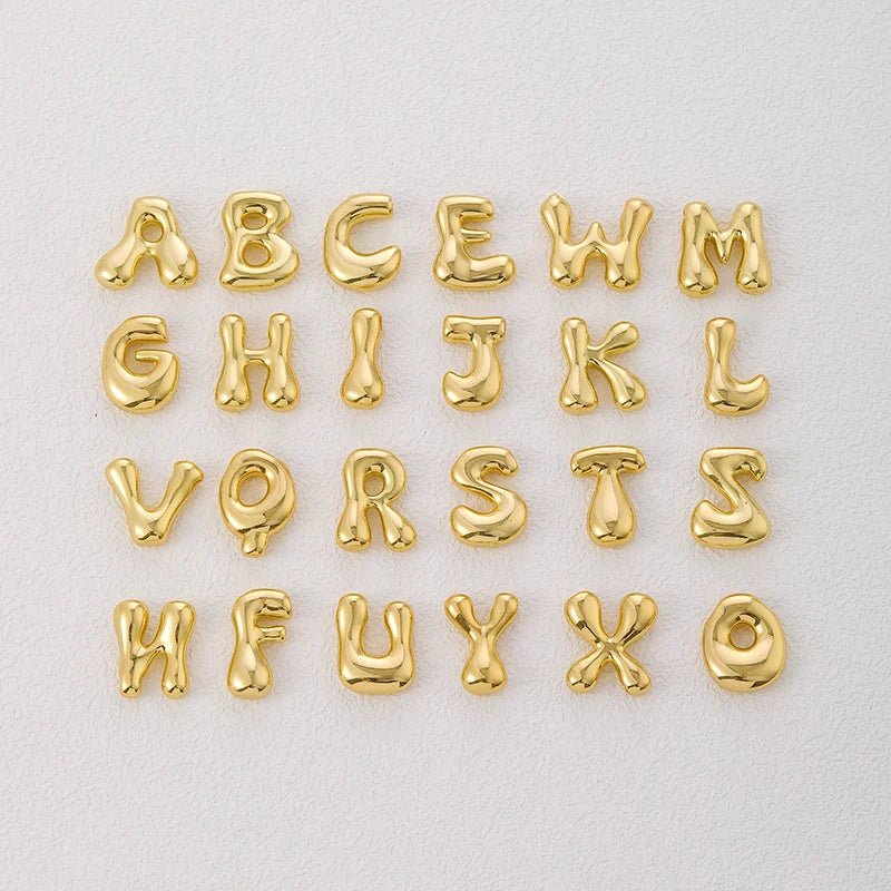 Golden bubble letter alphabet charms for DIY necklace. Each letter available.