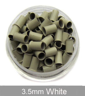 3.5mm White Hair Extension Beads: Aluminum micro links for hair extensions and wig installation.