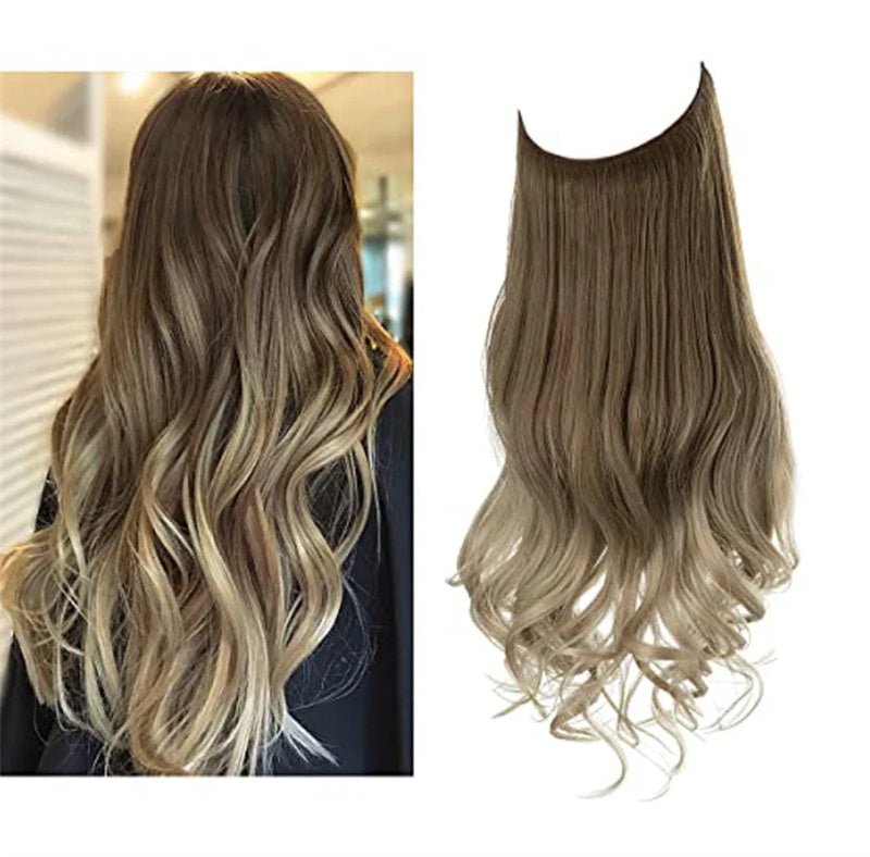 Halo Extension Long Curly Hair Matte High - temperature Fiber Invisible Wire Fishing Line Wig Set - Getmgirlzworld Shop