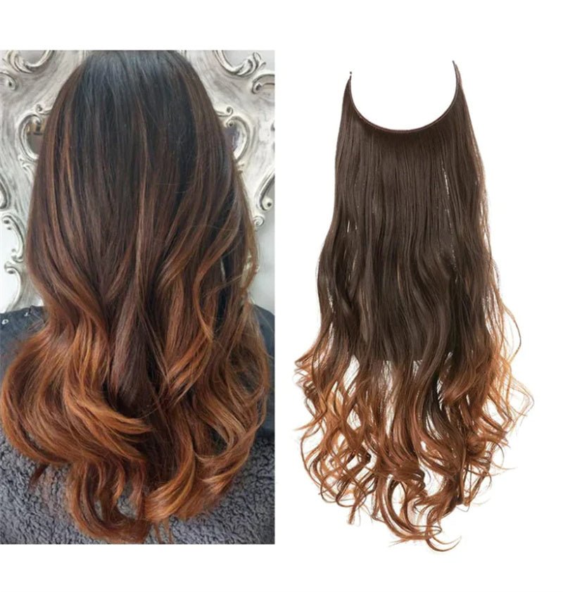 Halo Extension Long Curly Hair Matte High - temperature Fiber Invisible Wire Fishing Line Wig Set - Getmgirlzworld Shop