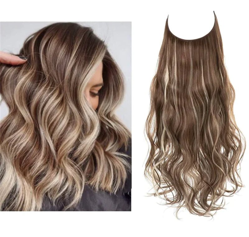 Halo Extension Long Curly Hair Matte High - temperature Fiber Invisible Wire Fishing Line Wig Set - Getmgirlzworld Shop