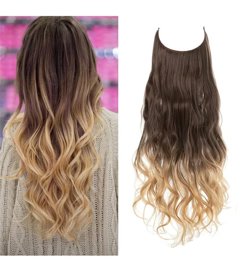 Halo Extension Long Curly Hair Matte High - temperature Fiber Invisible Wire Fishing Line Wig Set - Getmgirlzworld Shop