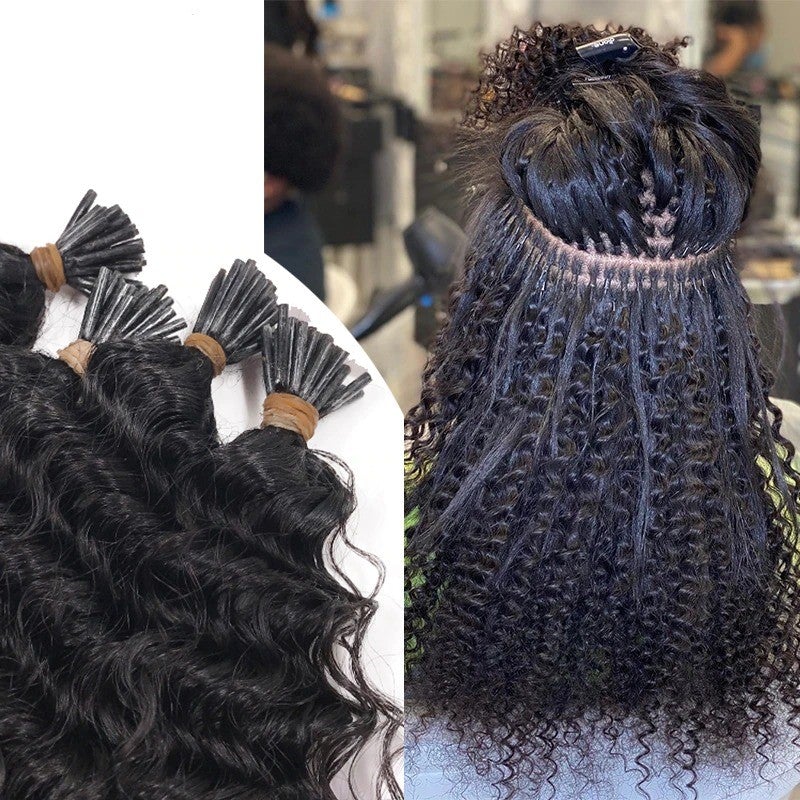 Kinky Curly Human Hair i Tip Microlinks Bulk Braiding Human Hair Bundl - Getmgirlzworld Shop