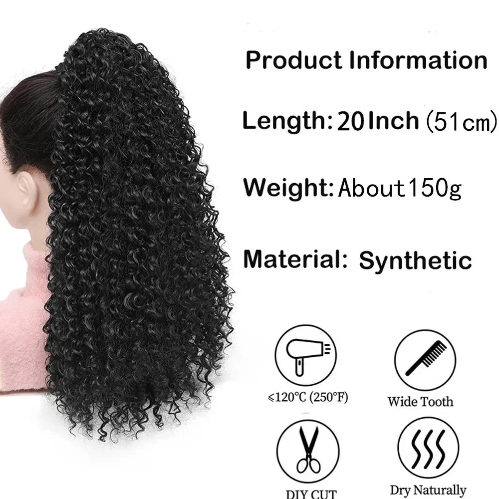 Long Afro Curly Drawstring Ponytail Synthetic Puffy Kinky Curly Fake - Getmgirlzworld Shop
