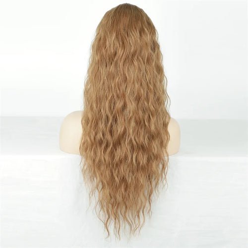 Blonde curly wavy long ponytail extension, synthetic hair.
