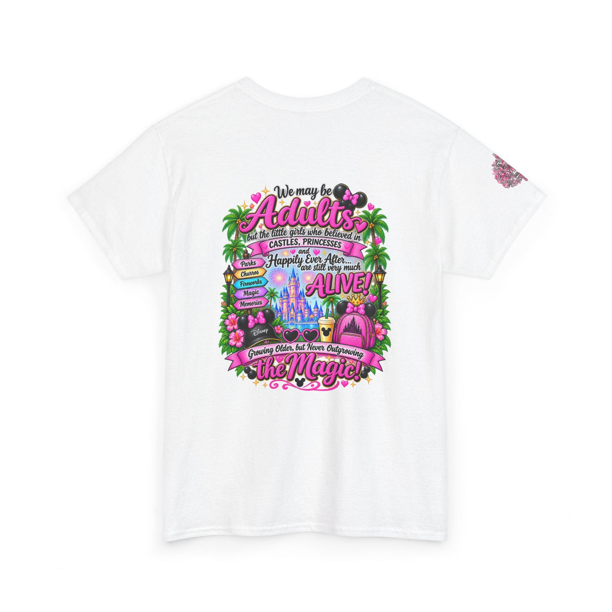 Park Vacation Tee — "A Group of Adults Discover Their Inner Child" Pink Castle - Getmgirlzworld Shop