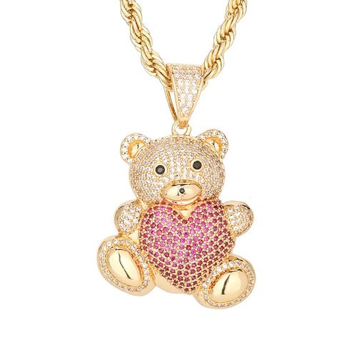 Personalized Hip Hop 14k Gold Plated Cute Teddy Bears Multiple Colors - Getmgirlzworld Shop