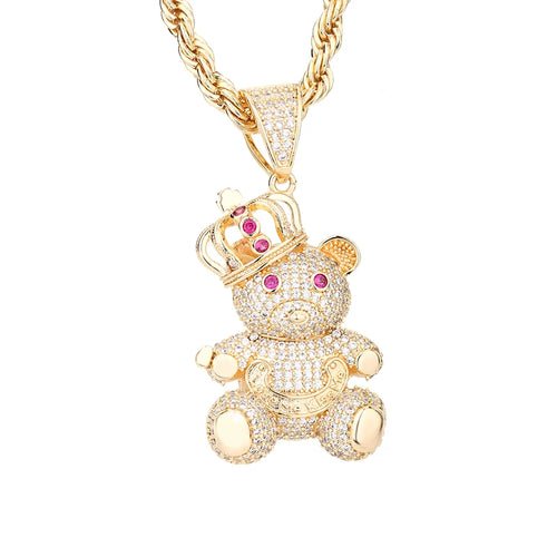 Personalized Hip Hop 14k Gold Plated Cute Teddy Bears Multiple Colors - Getmgirlzworld Shop