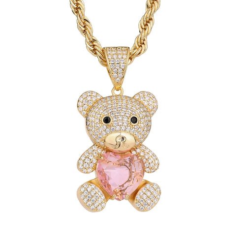 Personalized Hip Hop 14k Gold Plated Cute Teddy Bears Multiple Colors - Getmgirlzworld Shop