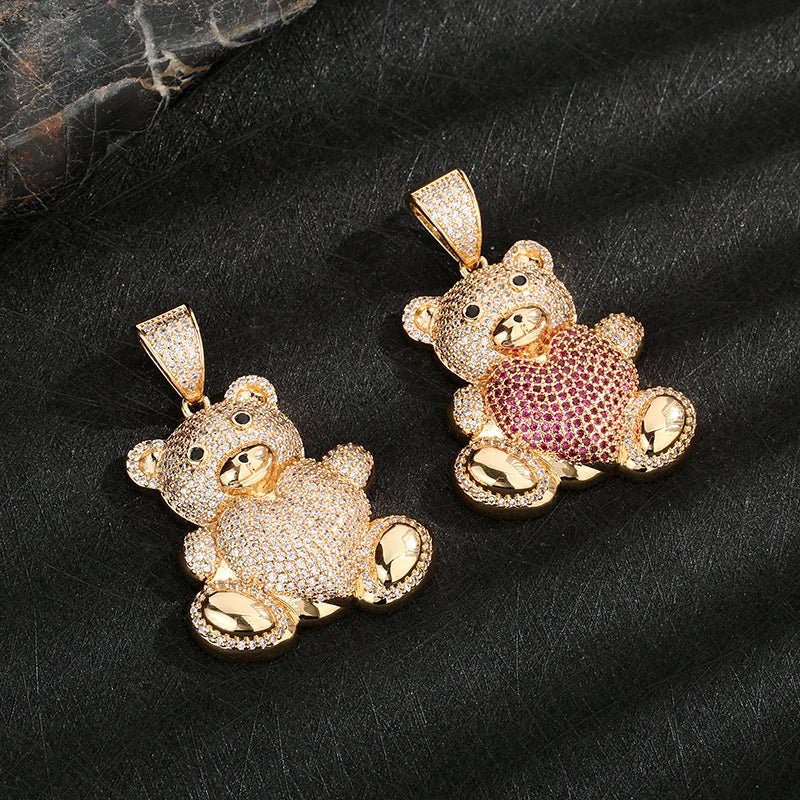 Personalized Hip Hop 14k Gold Plated Cute Teddy Bears Multiple Colors - Getmgirlzworld Shop