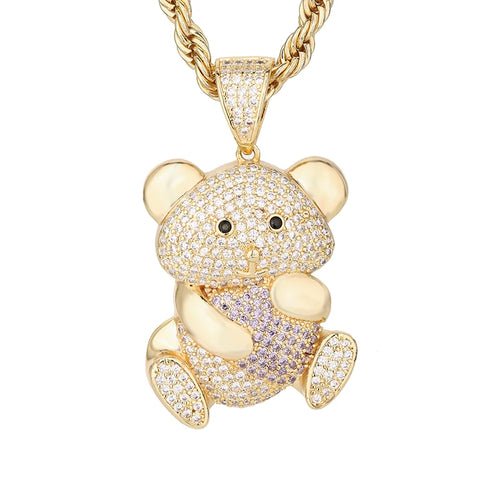 Personalized Hip Hop 14k Gold Plated Cute Teddy Bears Multiple Colors - Getmgirlzworld Shop