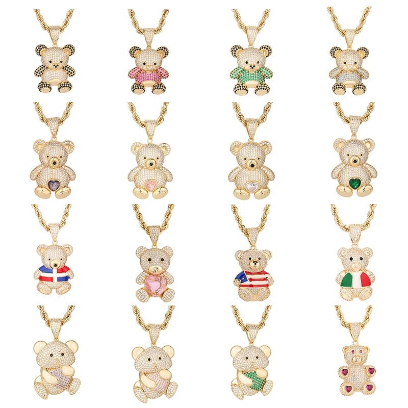 Personalized Hip Hop 14k Gold Plated Cute Teddy Bears Multiple Colors - Getmgirlzworld Shop