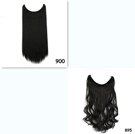 Halo hair extensions: Straight and wavy styles shown.