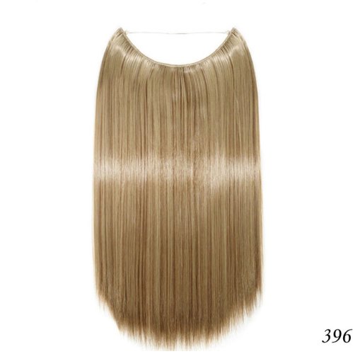 20-inch blonde halo hair extension; silky straight synthetic hairpiece.