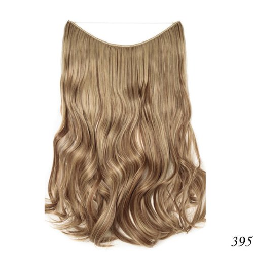 20-inch wavy blonde halo hair extension with invisible wire