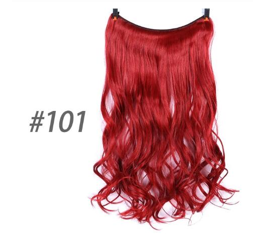 Red 20-inch halo hair extension; no clips, invisible wire.