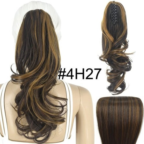 Topreety #4H27 wavy claw clip ponytail extension, 14 inch synthetic hairpiece.