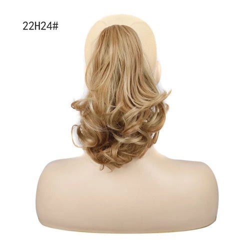 22H24# blonde curly claw clip ponytail hair extension.